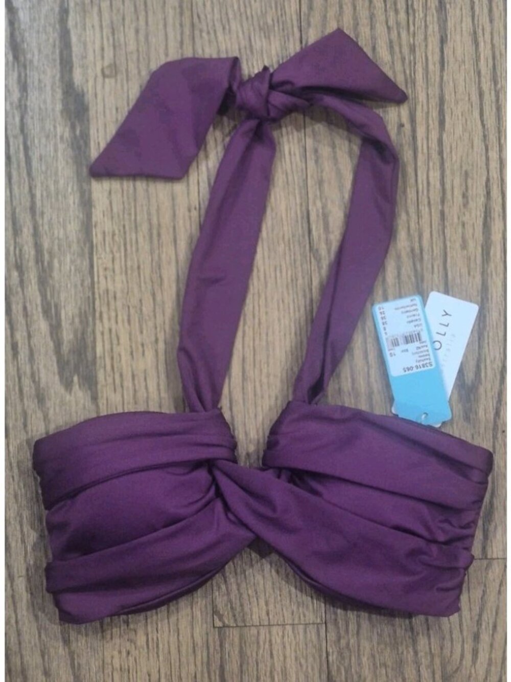 NWT Seafolly  Australia Bandeau Halter Bikini Top Swimsuit Wine Women's Size 6